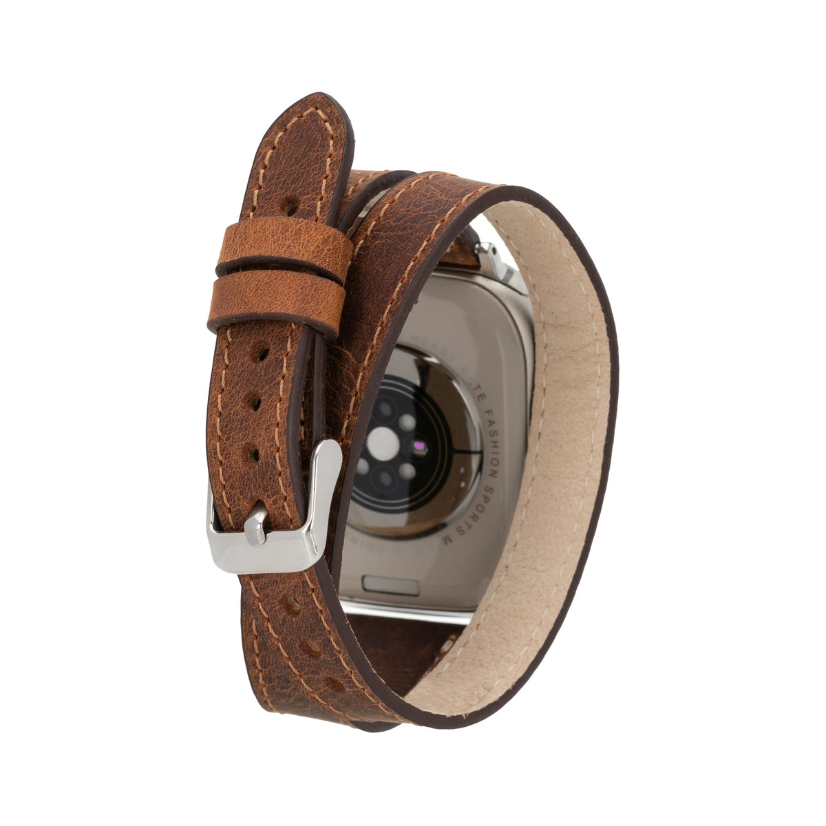 Quantum Schmal Doppel-Tour Lederarmband für Apple Watch aus echtem Leder