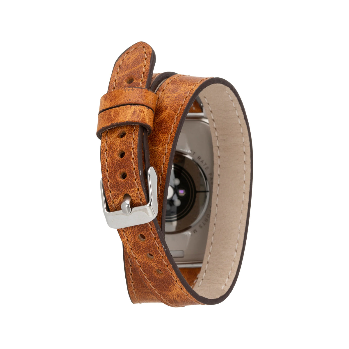 Quantum Schmal Doppel-Tour Lederarmband für Apple Watch aus echtem Leder