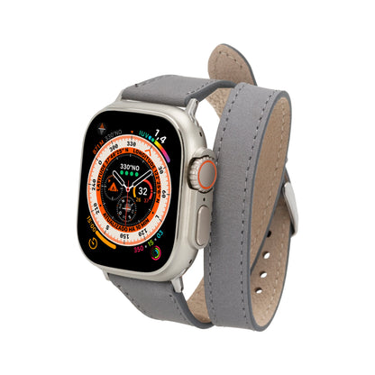 Quantum Schmal Doppel-Tour Lederarmband für Apple Watch aus echtem Leder