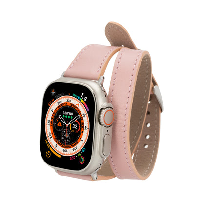 Quantum Schmal Doppel-Tour Lederarmband für Apple Watch aus echtem Leder