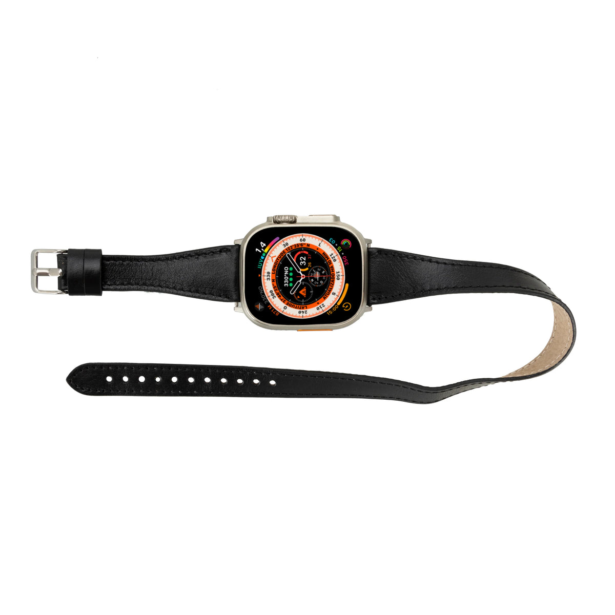 Quantum Schmal Doppel-Tour Lederarmband für Apple Watch aus echtem Leder