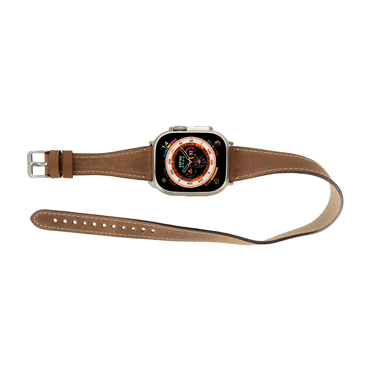 Quantum Schmal Doppel-Tour Lederarmband für Apple Watch aus echtem Leder