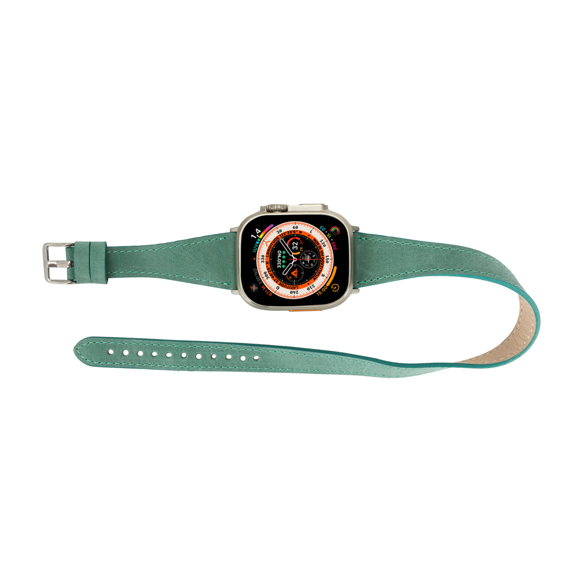 Quantum Schmal Doppel-Tour Lederarmband für Apple Watch aus echtem Leder in Braun