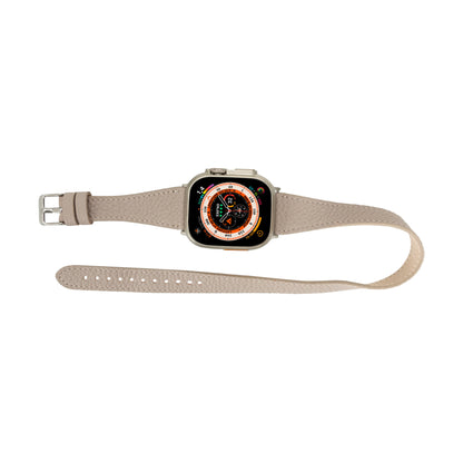 Quantum Schmal Doppel-Tour Lederarmband für Apple Watch aus echtem Leder