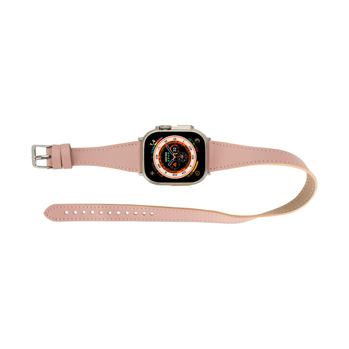Quantum Schmal Doppel-Tour Lederarmband für Apple Watch aus echtem Leder