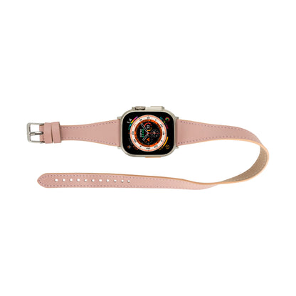 Quantum Schmal Doppel-Tour Lederarmband für Apple Watch aus echtem Leder
