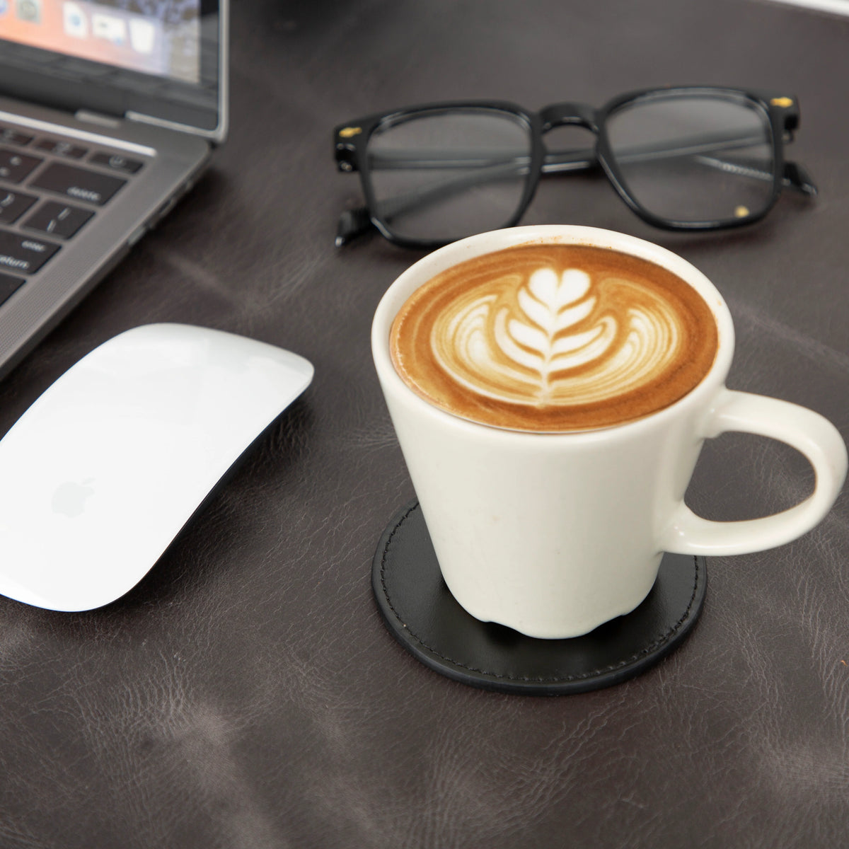 Divine Cup Leather Coaster Set