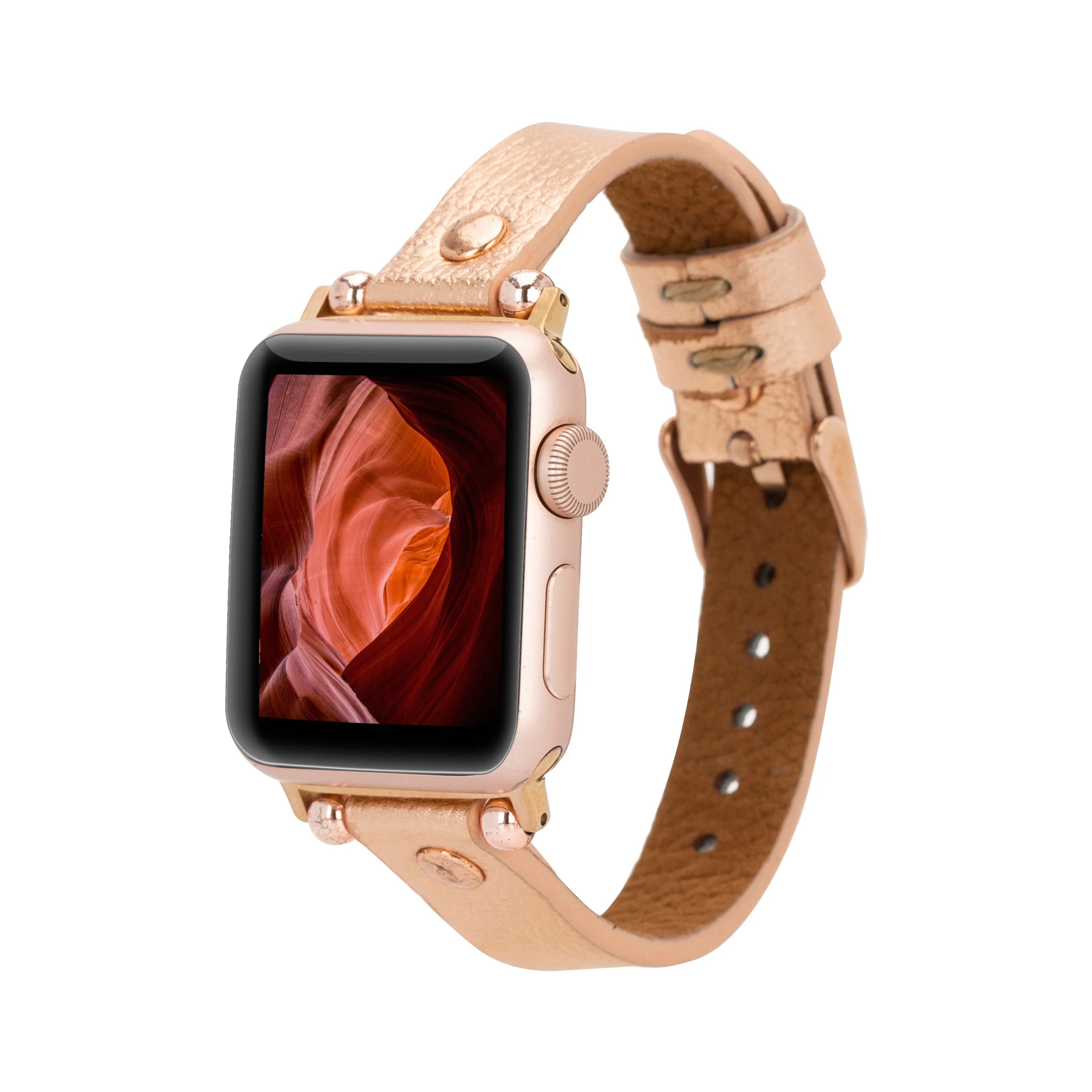 Ferro with Rose Gold Trok Lederarmband für Apple Watch aus echtem Leder
