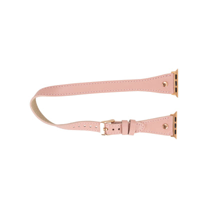 Hector Double Tour Leather Apple Watch Band with Rose Gold Trok