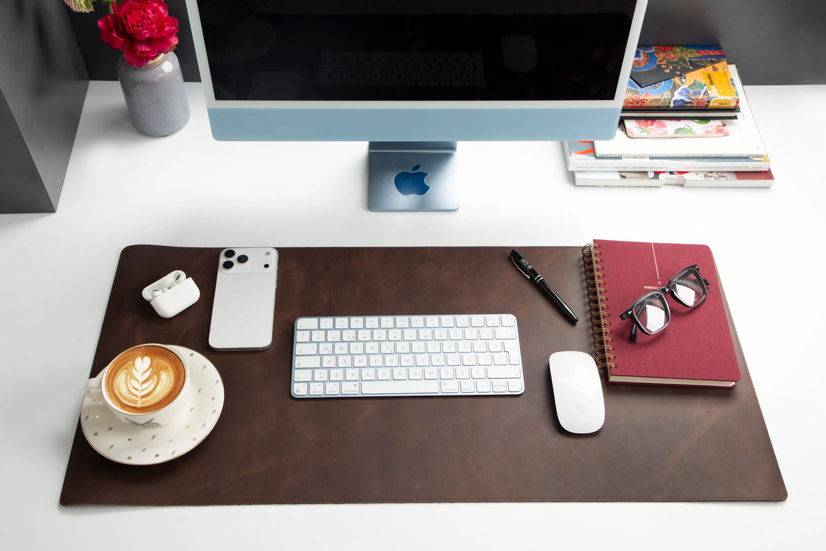 Lined Leather Desk Mat Medium Size