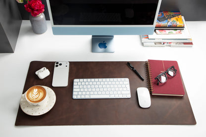 Lined Leather Desk Mat Medium Size