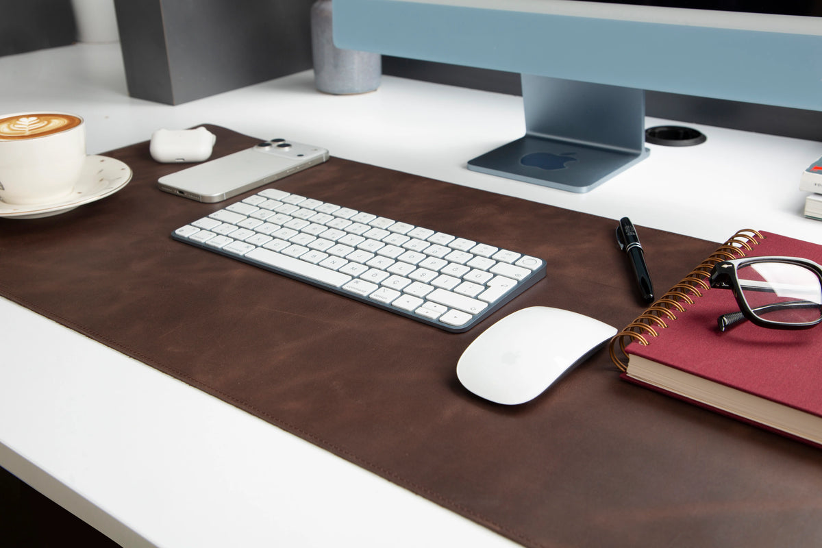 Lined Leather Desk Mat Medium Size