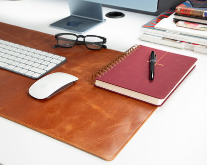 Lined Leather Desk Mat Medium Size