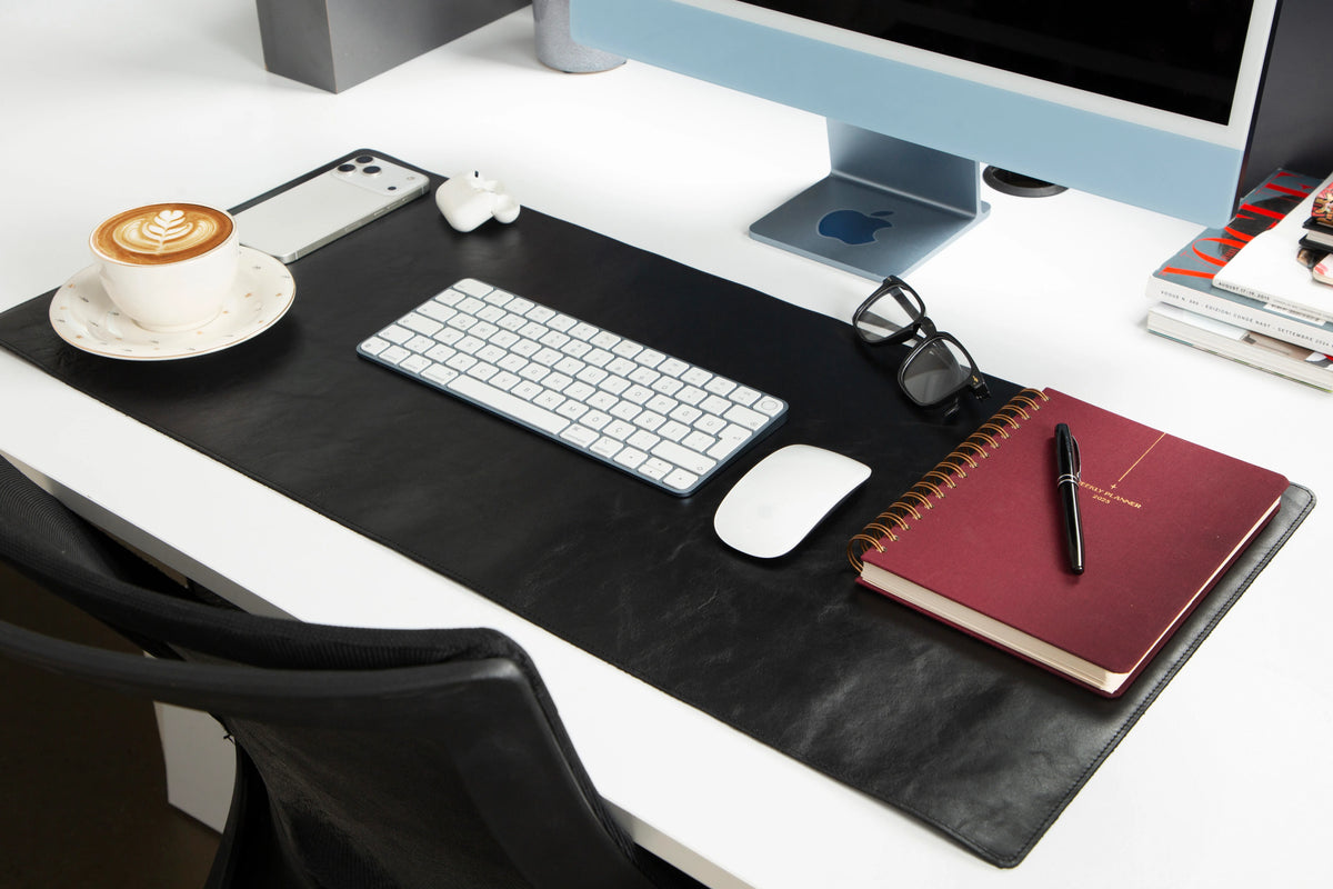 Lined Leather Desk Mat Medium Size