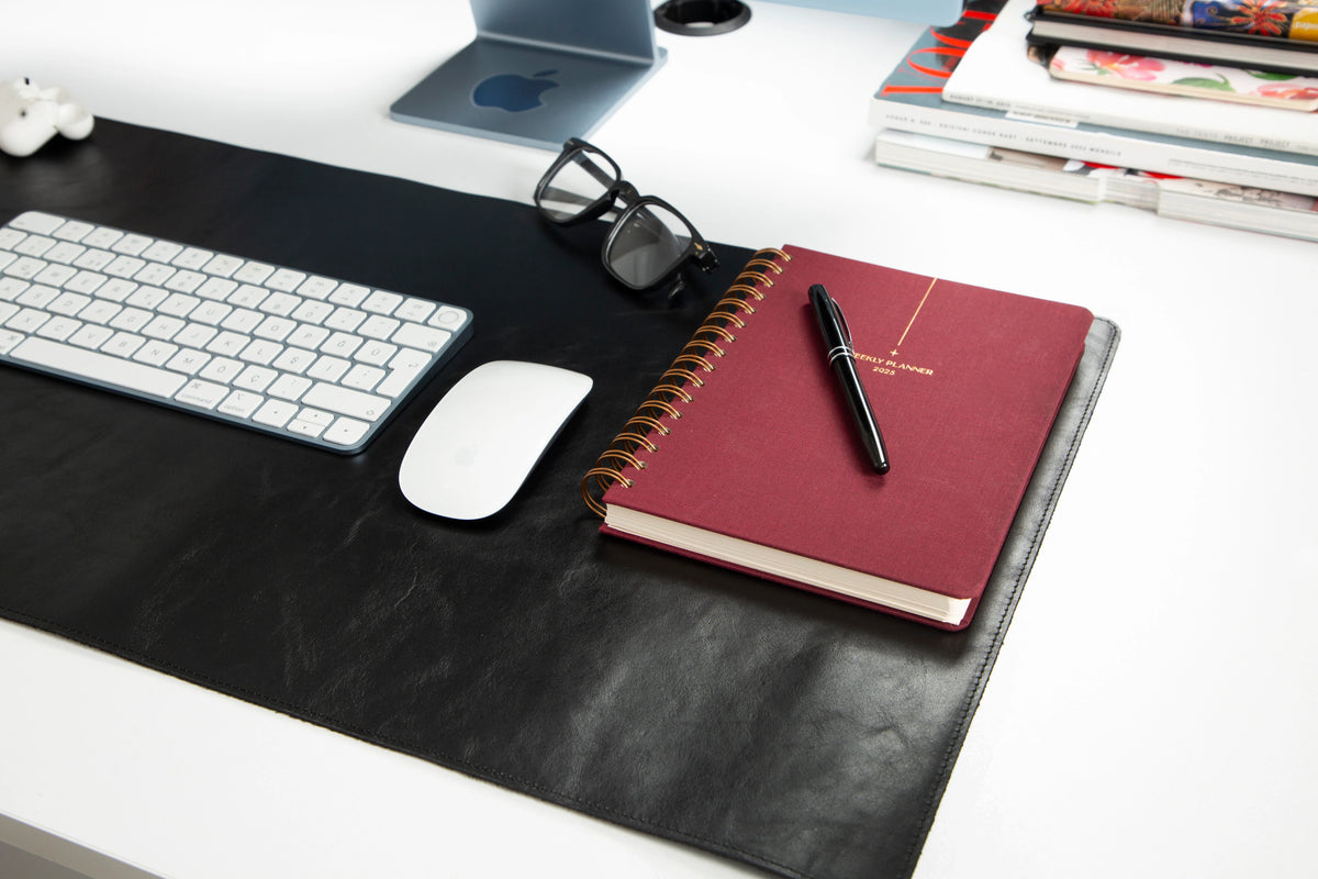 Lined Leather Desk Mat Medium Size