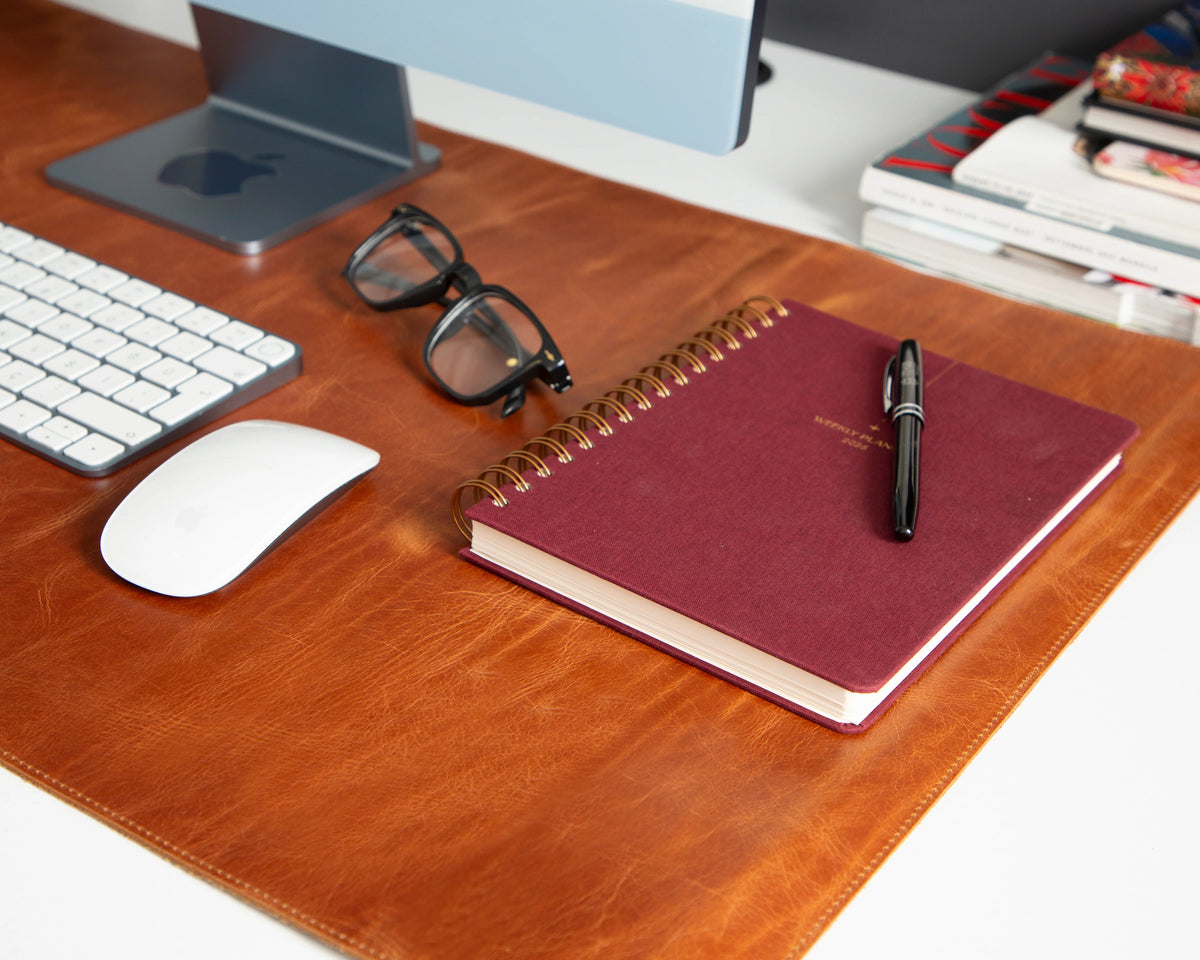 Lined Leather Desk Mat Large Size