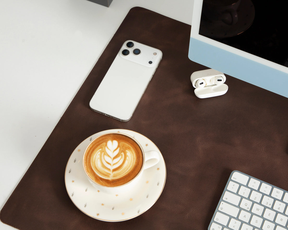 Lined Leather Desk Mat Large Size