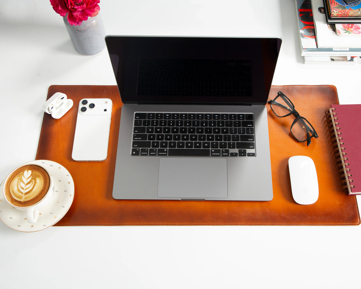 Lined Leather Desk Mat Small Size