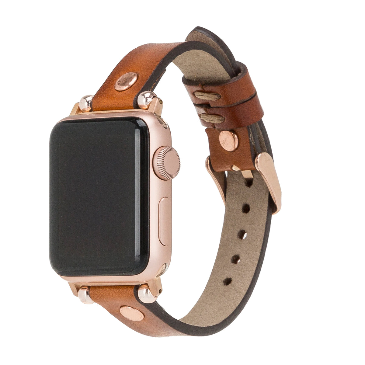 Ferro with Rose Gold Trok Lederarmband für Apple Watch aus echtem Leder