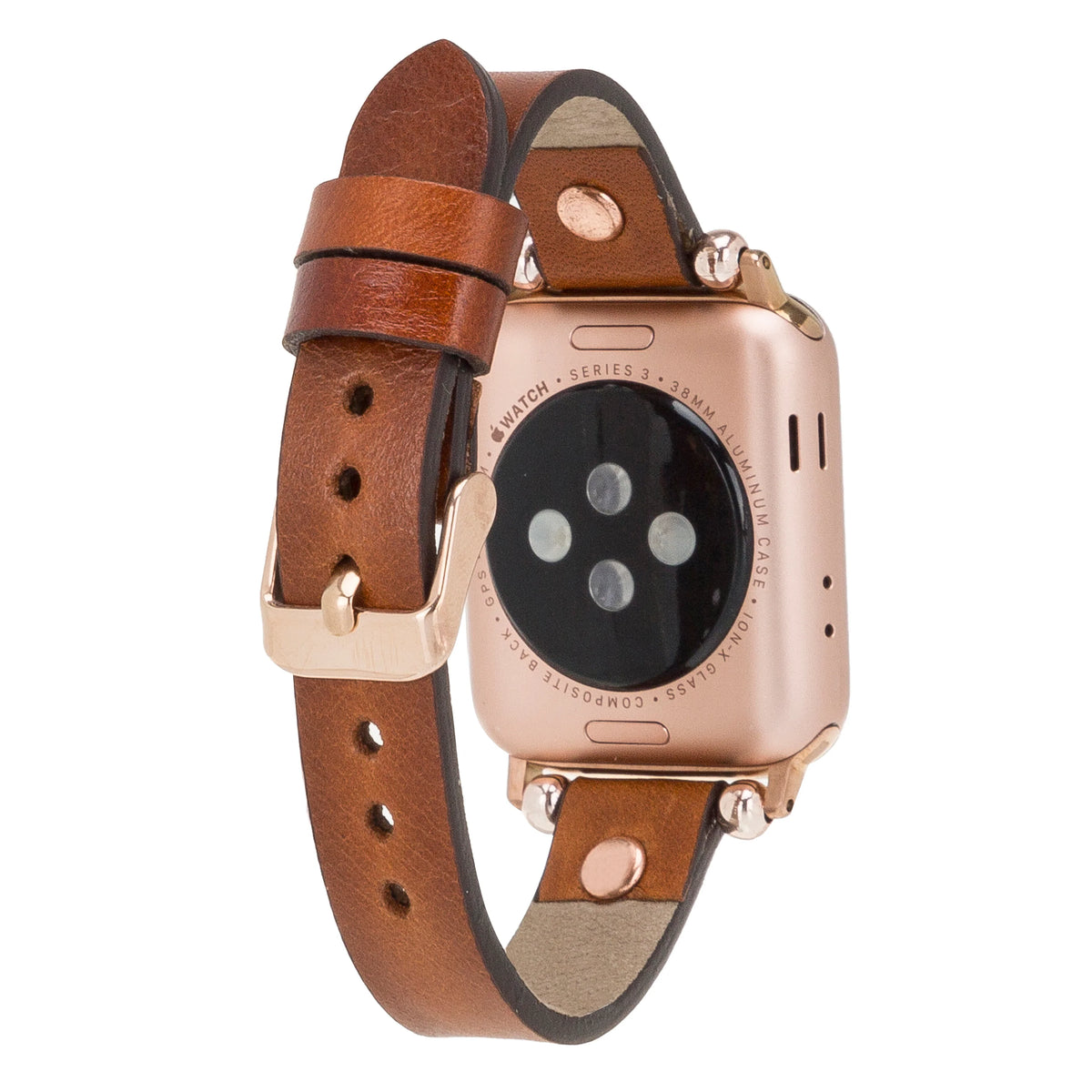 Ferro with Rose Gold Trok Lederarmband für Apple Watch aus echtem Leder