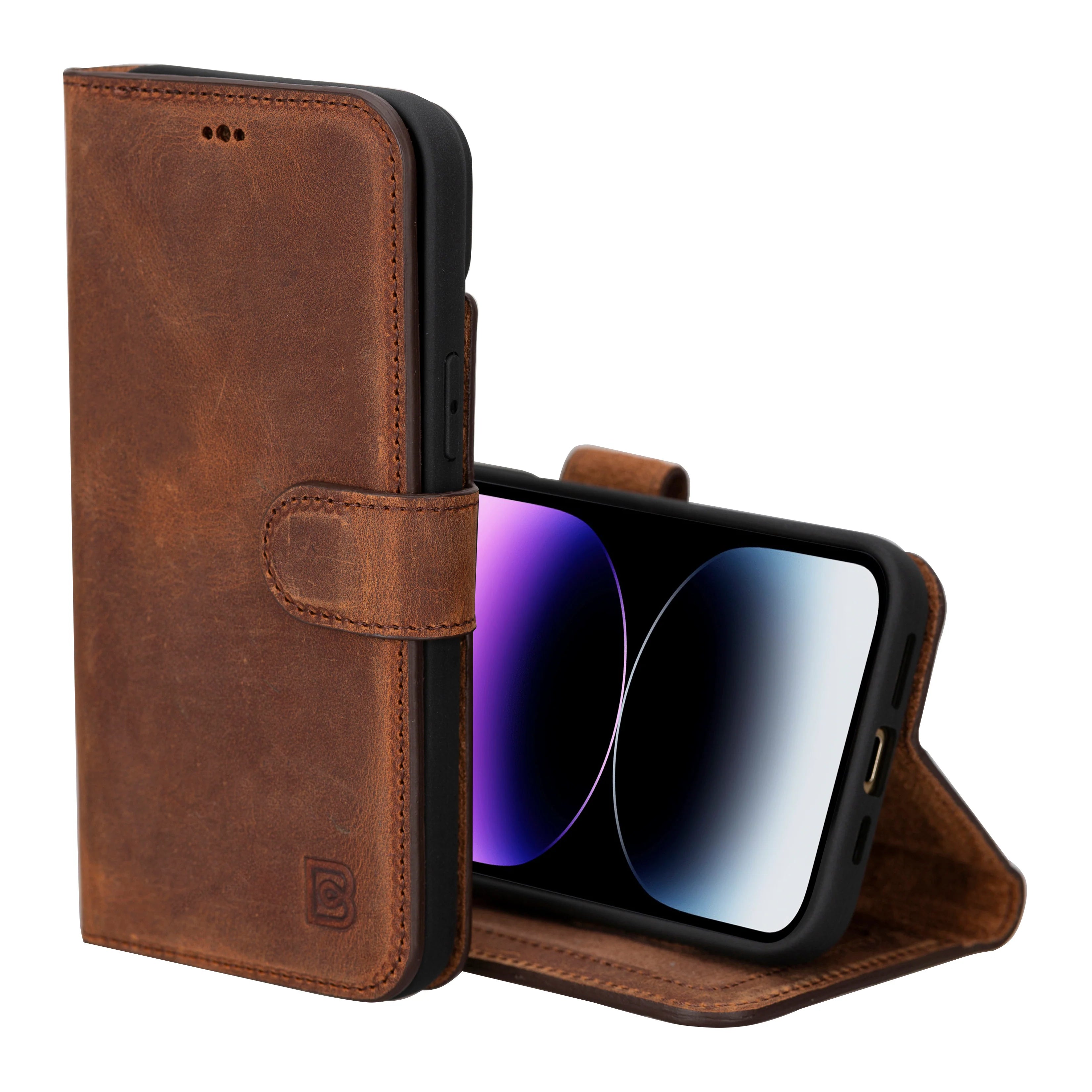 Magic Abnehmbar Leder Wallet Case für iPhone 16 aus echtem Leder