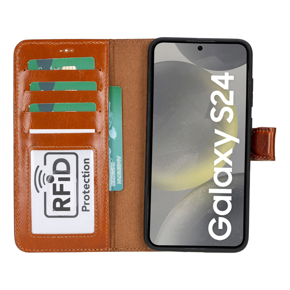 Magic Abnehmbar Leder Wallet Case für Samsung Galaxy S24 Plus aus echtem Leder