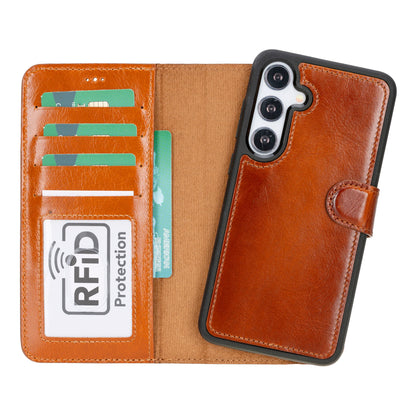 Magic Abnehmbar Leder Wallet Case für Samsung Galaxy S24 Plus aus echtem Leder