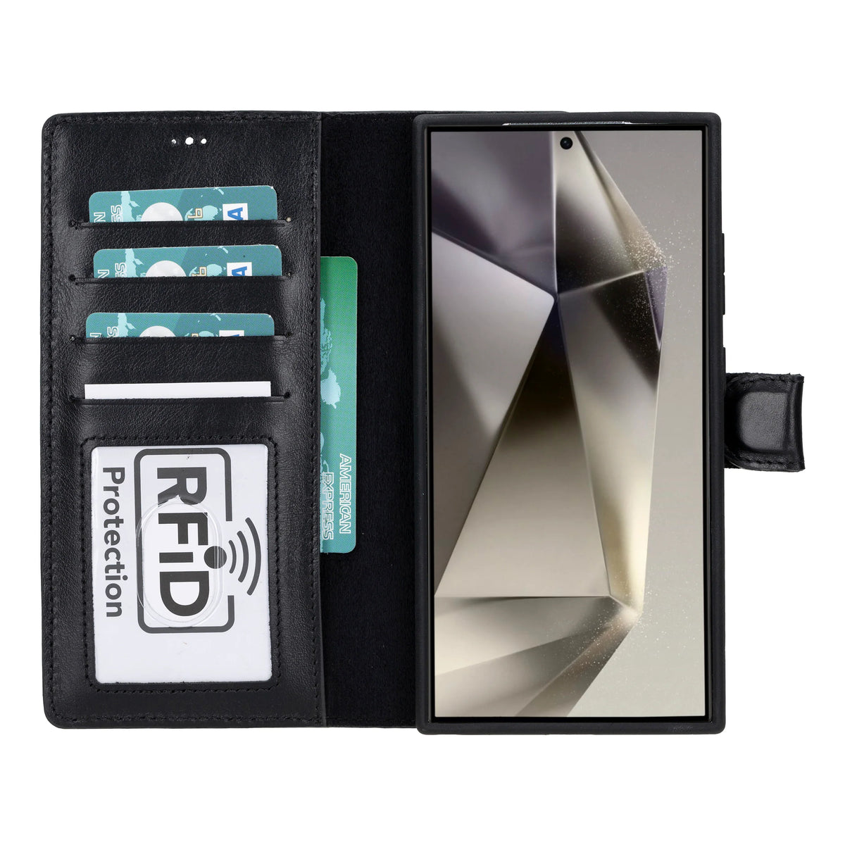 Magic Abnehmbar Leder Wallet Case für Samsung Galaxy S24 Ultra aus echtem Leder