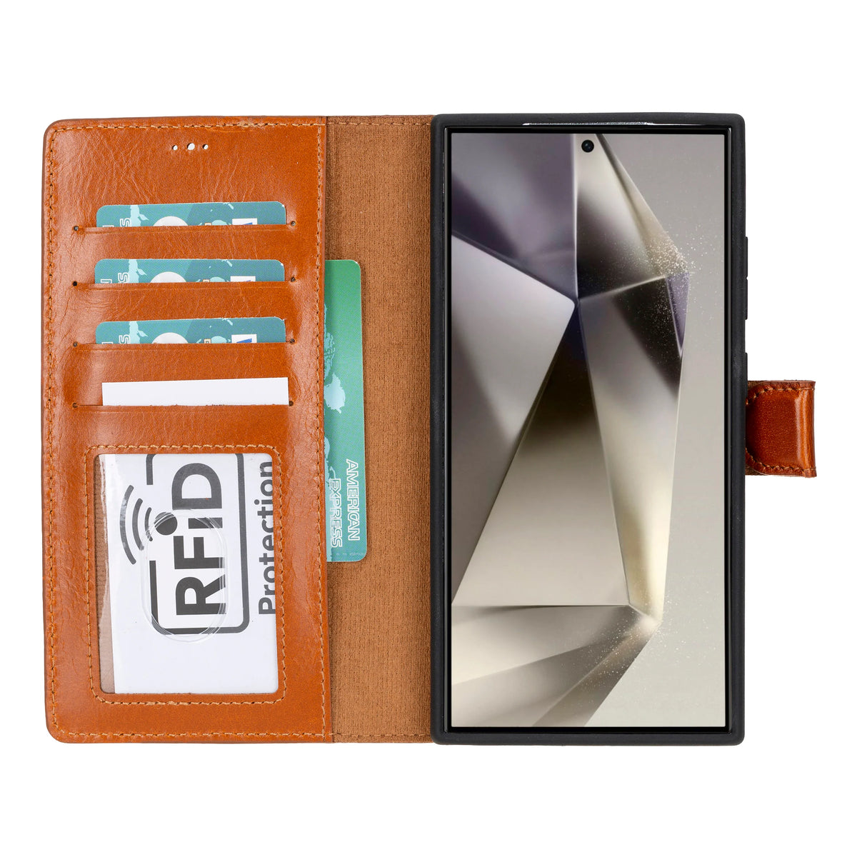 Magic Abnehmbar Leder Wallet Case für Samsung Galaxy S24 Ultra aus echtem Leder
