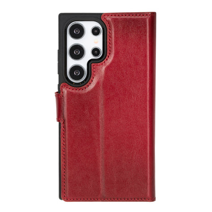 Magic Abnehmbar Leder Wallet Case für Samsung Galaxy S24 Ultra aus echtem Leder