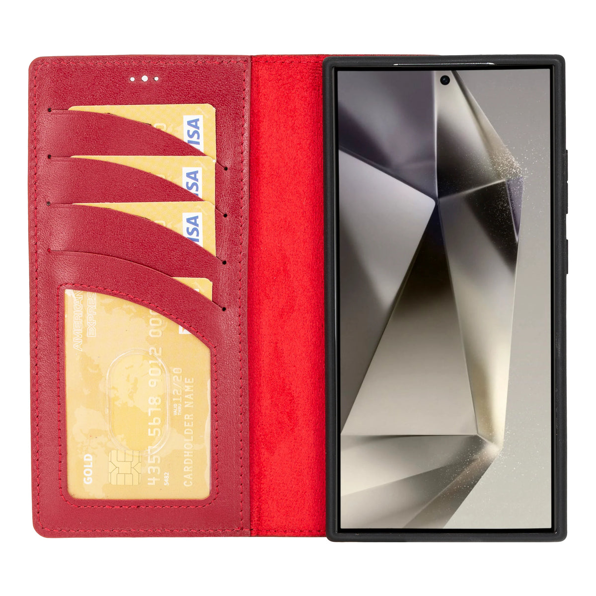 Magic Abnehmbar Leder Wallet Case für Samsung Galaxy S24 Ultra aus echtem Leder