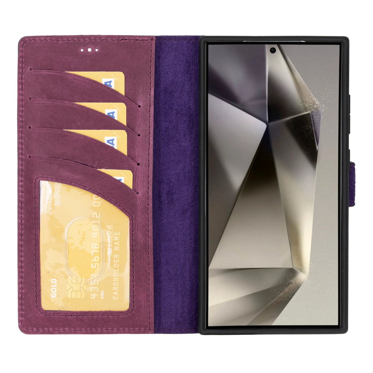 Magic Abnehmbar Leder Wallet Case für Samsung Galaxy S24 Ultra aus echtem Leder