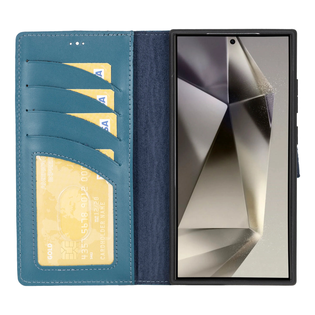 Magic Abnehmbar Leder Wallet Case für Samsung Galaxy S24 Ultra aus echtem Leder