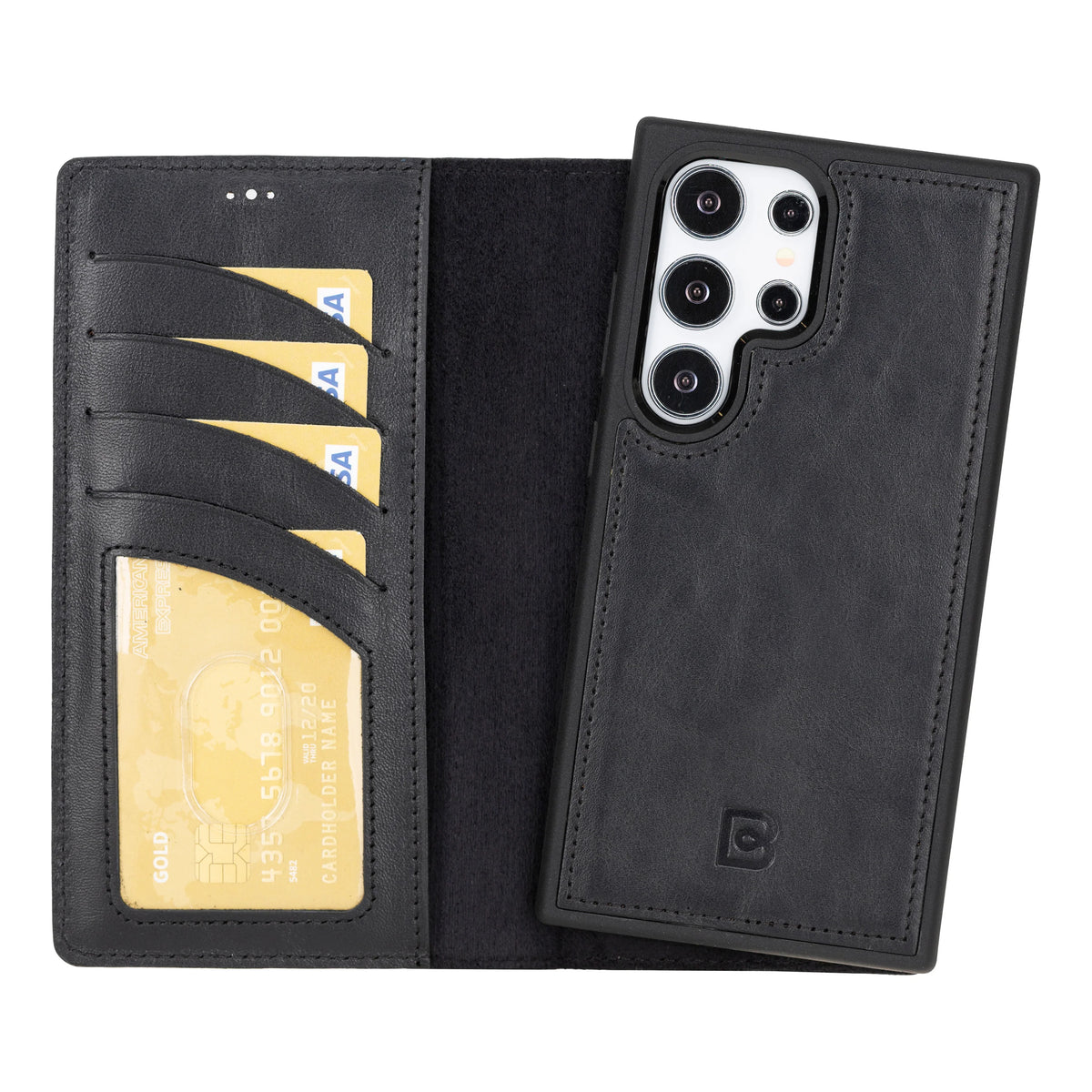 Magic Abnehmbar Leder Wallet Case für Samsung Galaxy S24 Ultra aus echtem Leder