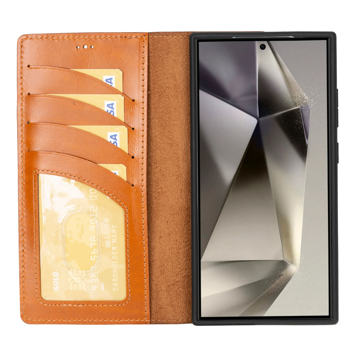 Magic Abnehmbar Leder Wallet Case für Samsung Galaxy S24 Ultra aus echtem Leder