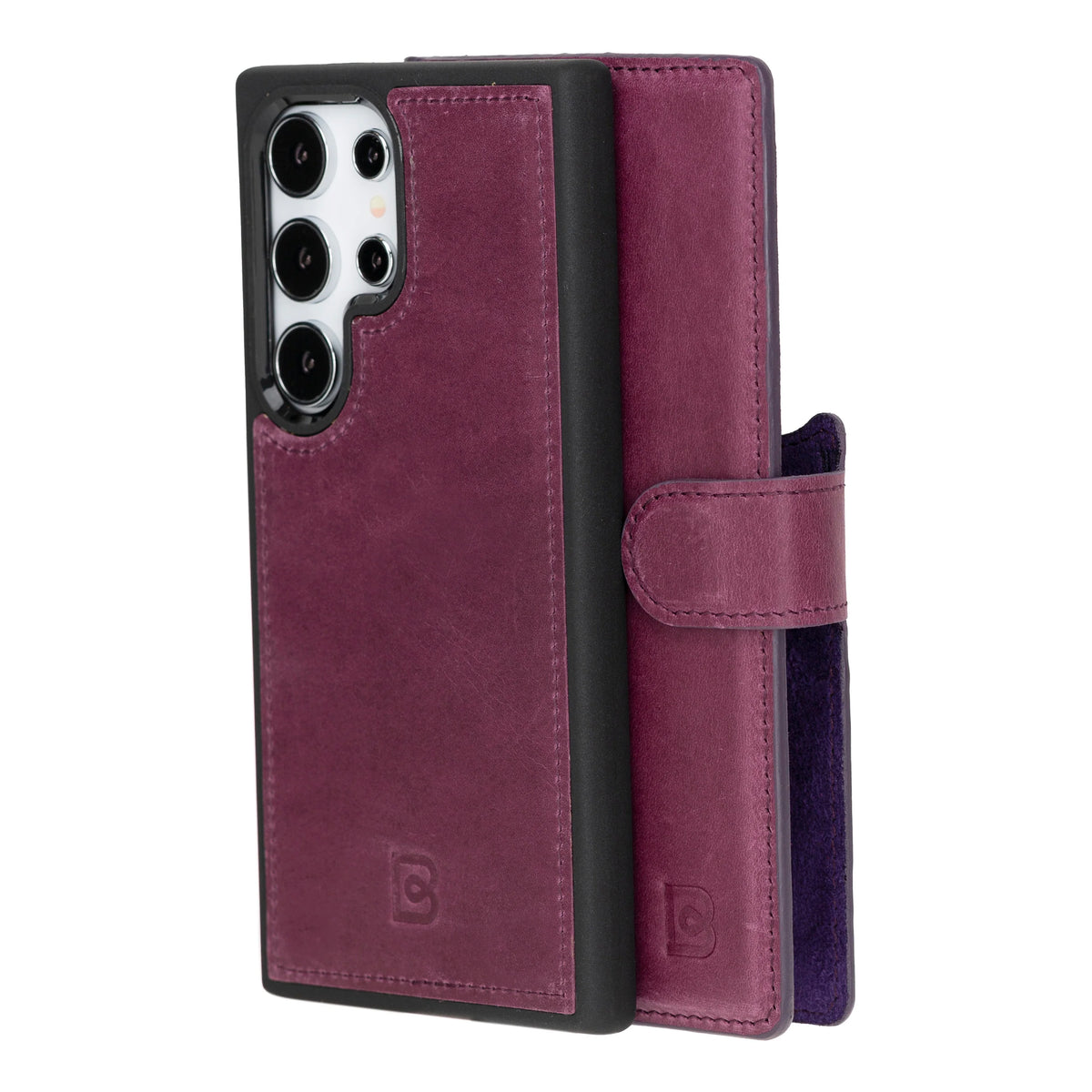 Magic Abnehmbar Leder Wallet Case für Samsung Galaxy S24 Ultra aus echtem Leder