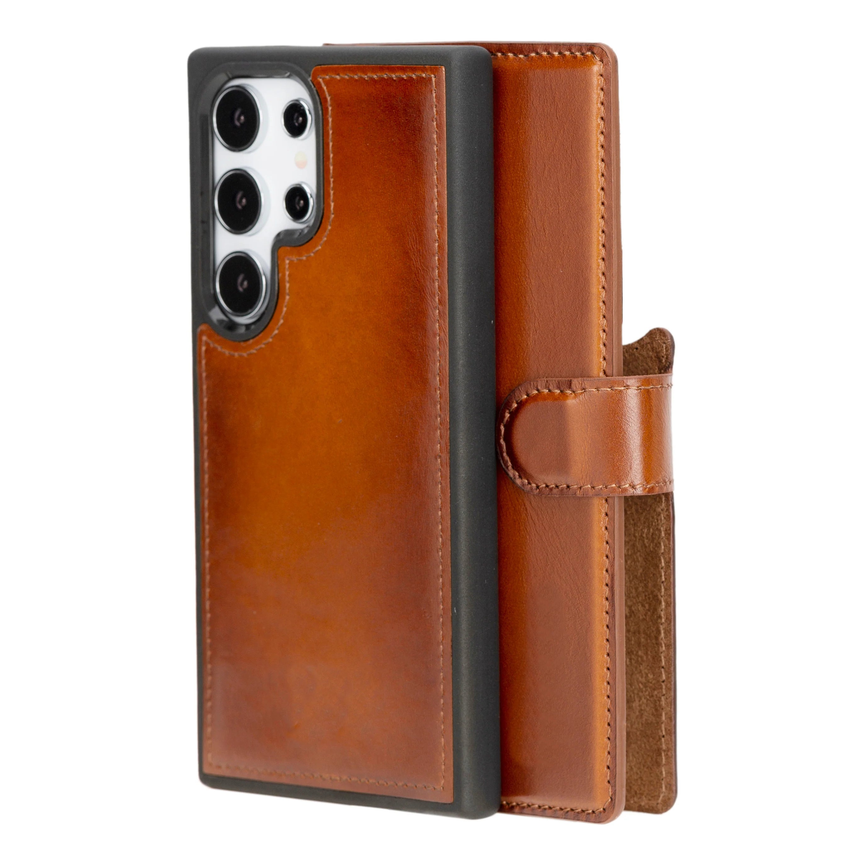 Magic Abnehmbar Leder Wallet Case für Samsung Galaxy S24 Ultra aus echtem Leder