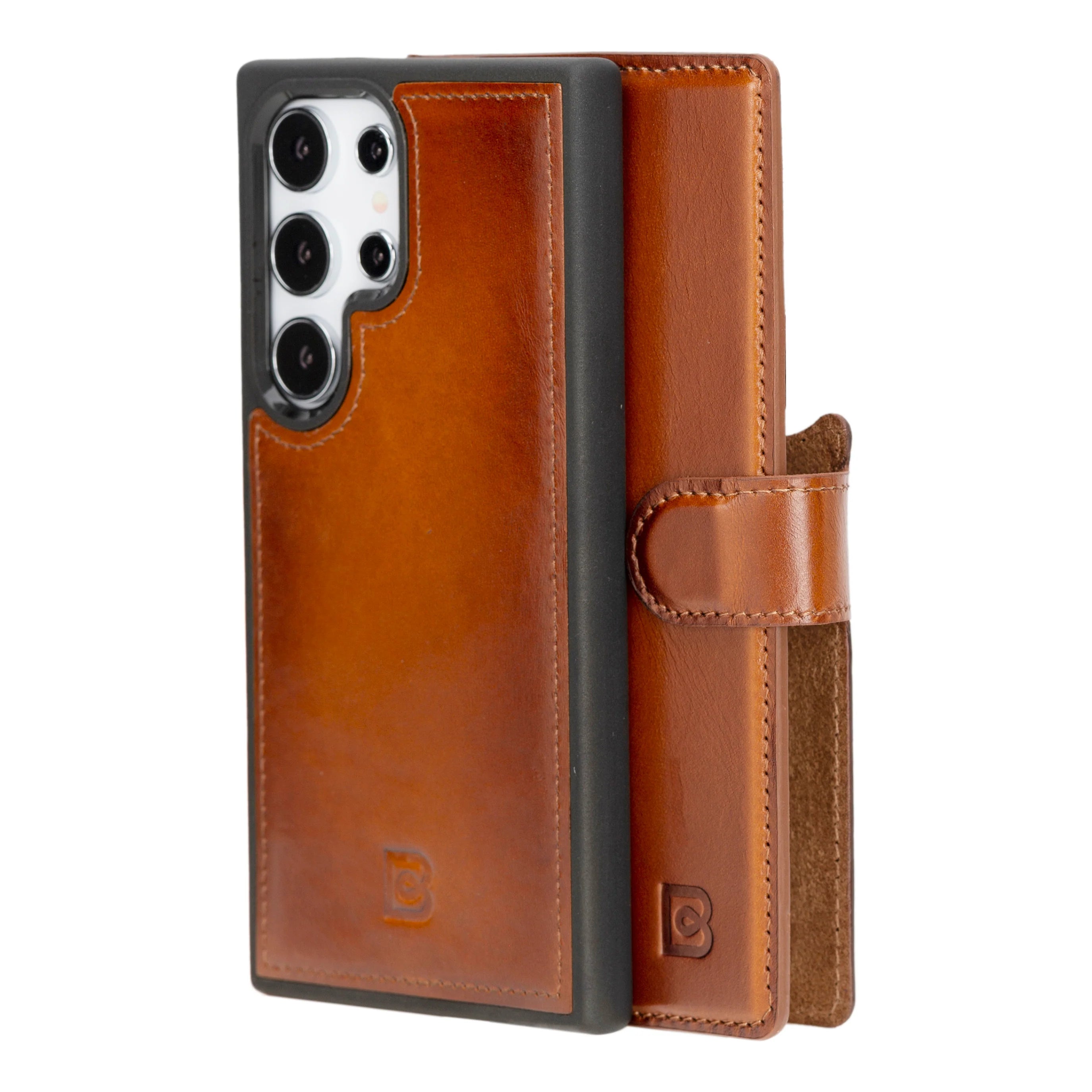 Magic Abnehmbar Leder Wallet Case für Samsung Galaxy S24 Ultra aus echtem Leder