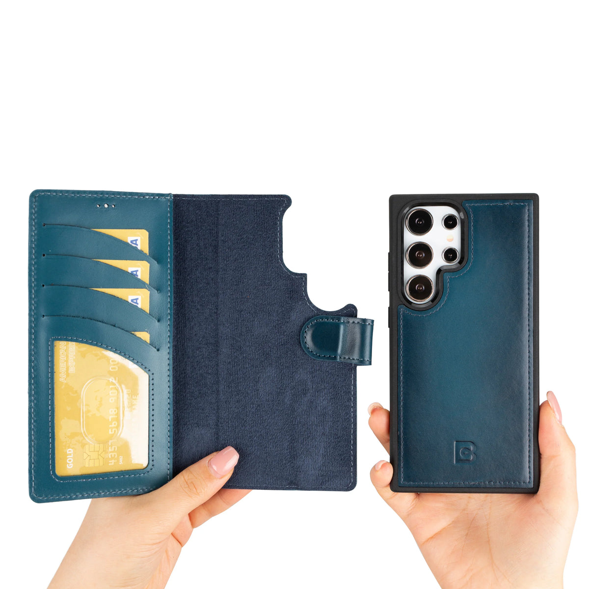 Magic Abnehmbar Leder Wallet Case für Samsung Galaxy S24 Ultra aus echtem Leder