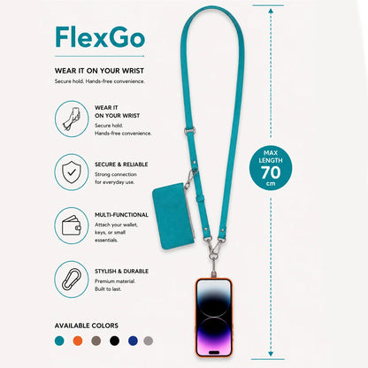 FlexGo PU Leather Phone Strap & Wallet Set – Clip-On Flex