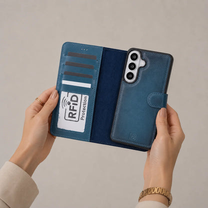 Magic Abnehmbar Leder Wallet Case für Samsung Galaxy S26 aus echtem Leder
