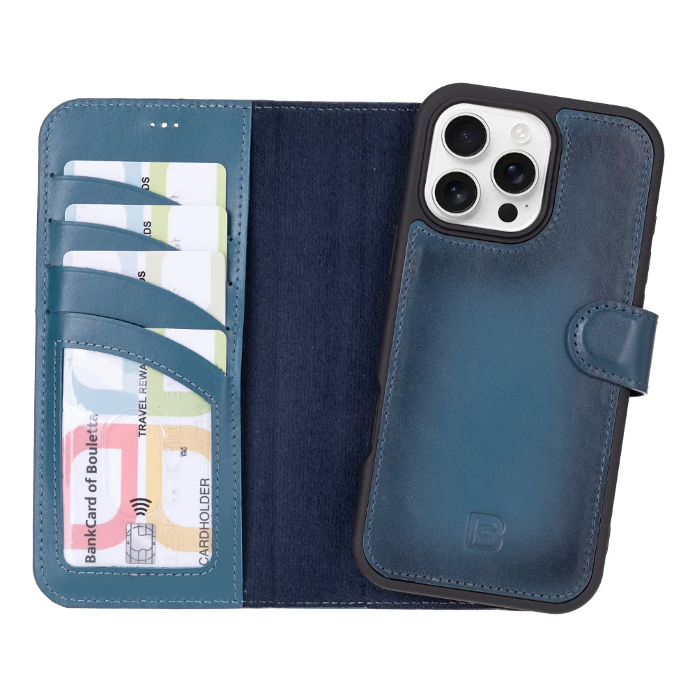 Magic Abnehmbar Leder Wallet Case für iPhone 16 Pro Max aus echtem Leder