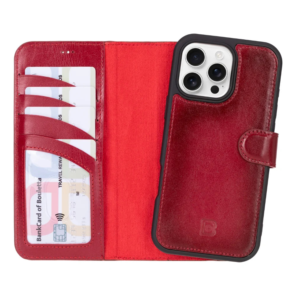 Magic Abnehmbar Leder Wallet Case für iPhone 16 Pro Max aus echtem Leder