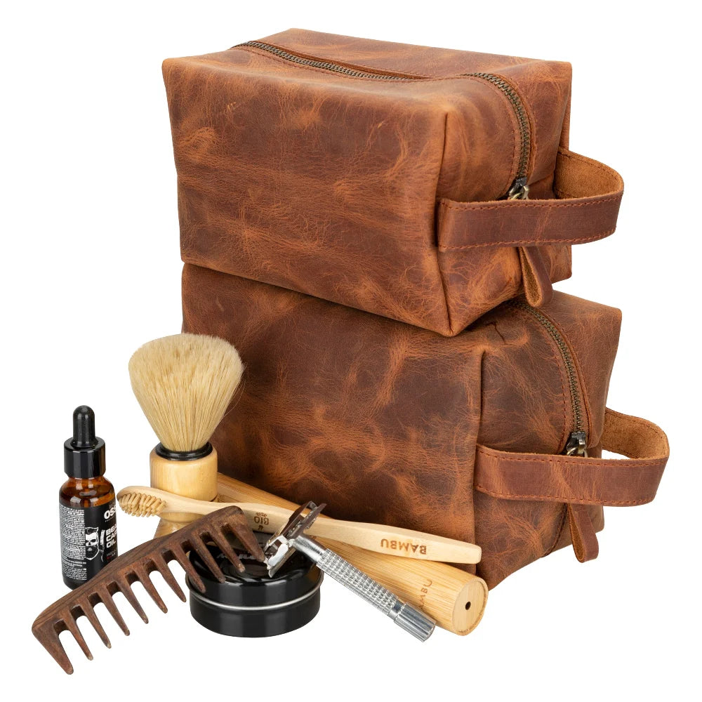 Eve Dopp Kit, X Large Kulturbeutel aus echtem Leder aus echtem Leder