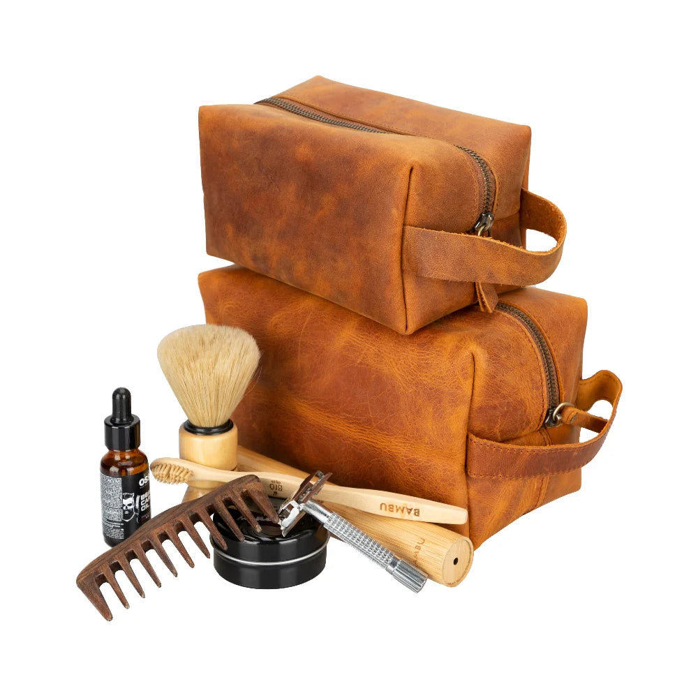 Eve Dopp Kit, Large Kulturbeutel aus echtem Leder aus echtem Leder