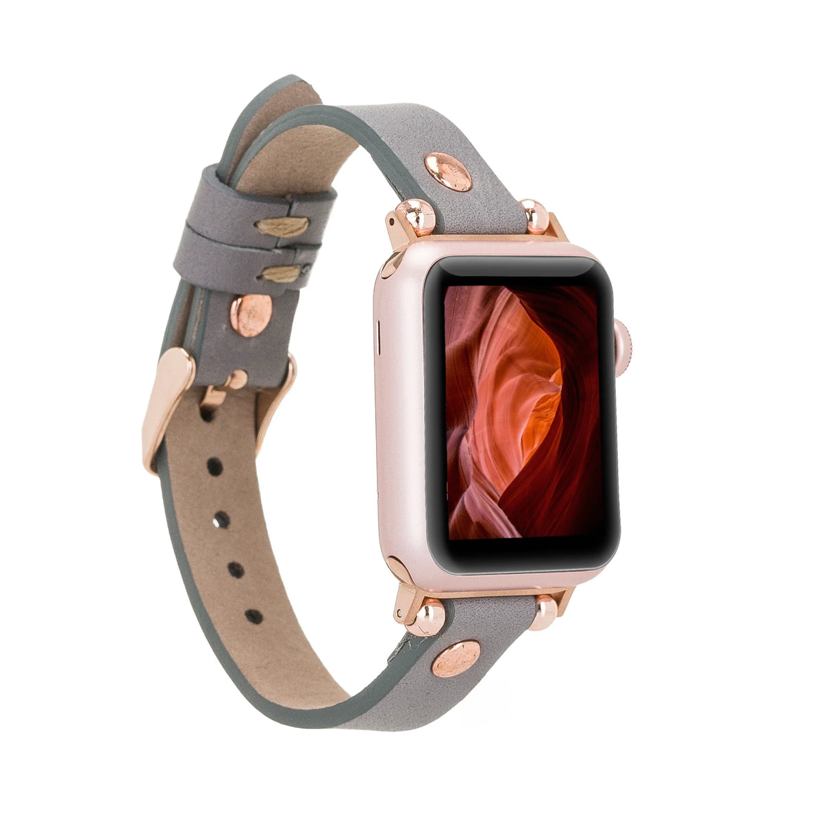 Ferro with Rose Gold Trok Lederarmband für Apple Watch aus echtem Leder