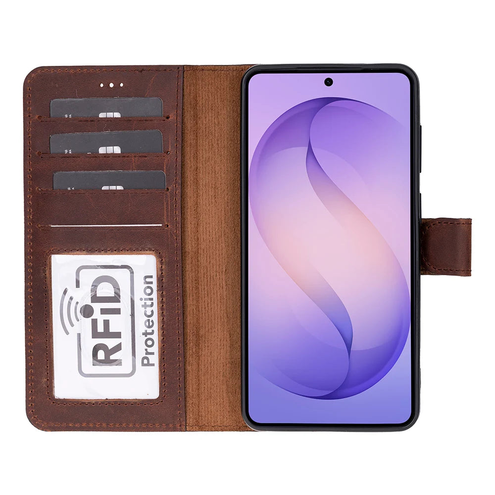 Magic Abnehmbar Leder Wallet Case für Samsung Galaxy S26 aus echtem Leder