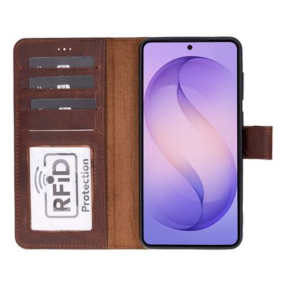 Magic Abnehmbar Leder Wallet Case für Samsung Galaxy S26 aus echtem Leder