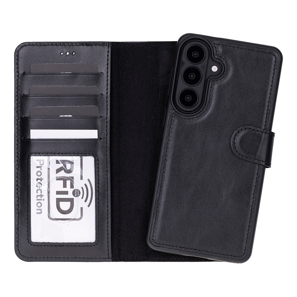 Magic Abnehmbar Leder Wallet Case für Samsung Galaxy S26 aus echtem Leder