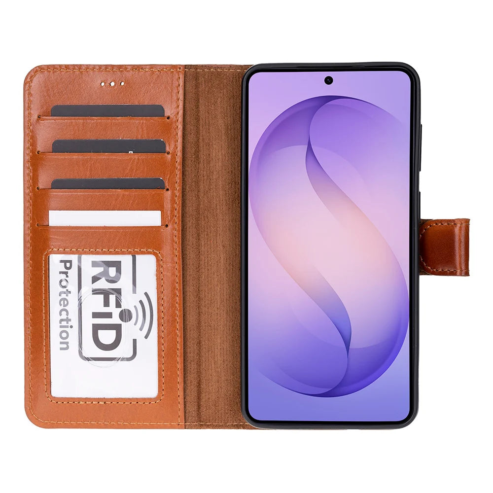 Magic Abnehmbar Leder Wallet Case für Samsung Galaxy S26 aus echtem Leder